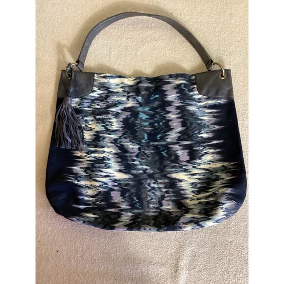 Banana Republic hobo bag Water Color fabric and Leather top handle tote EUC - Picture 2 of 8